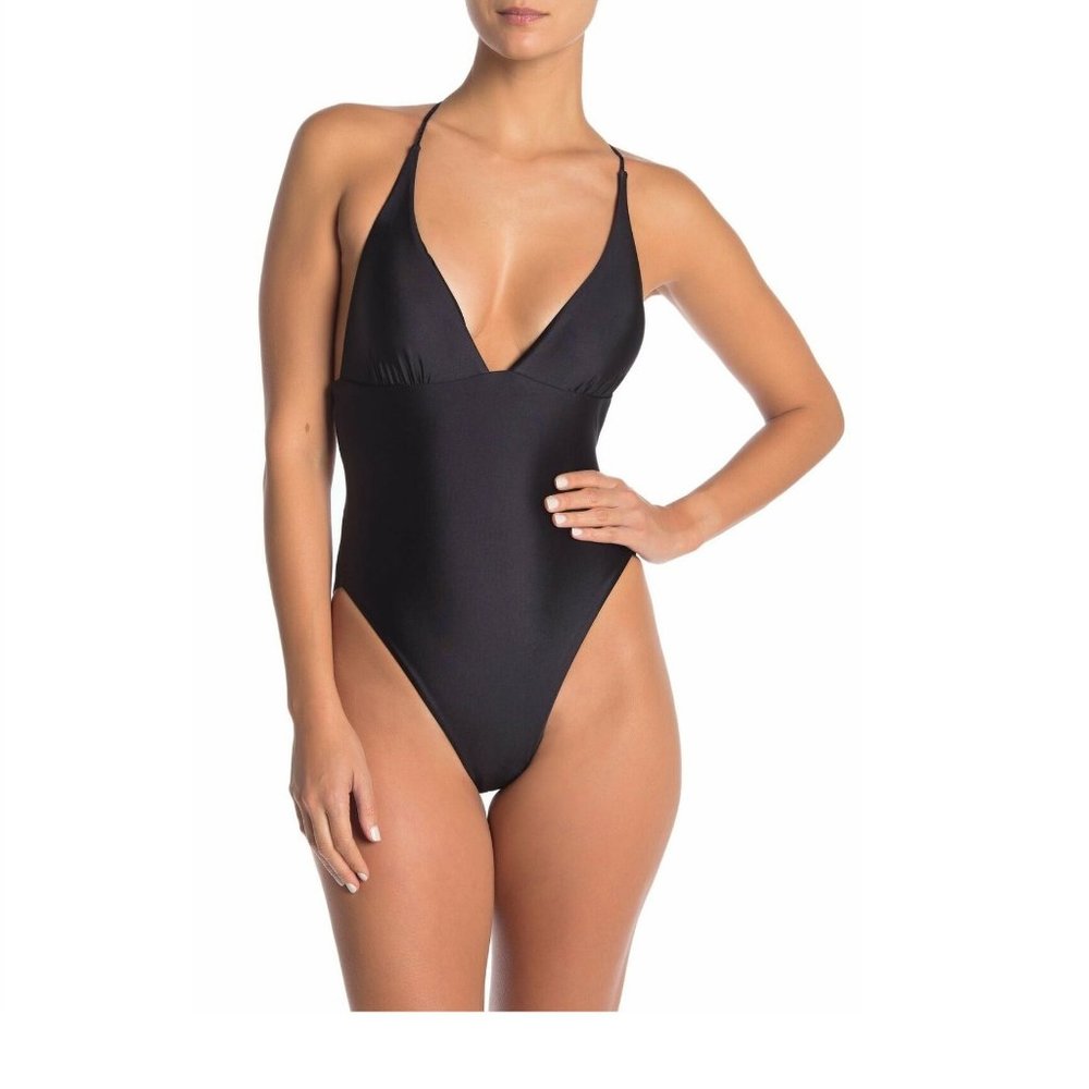 Dolce Vita Women Triangle X Back One Piece Bathing Suit | Small | Black
